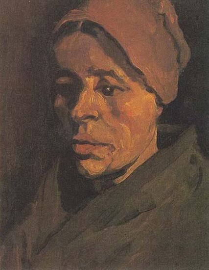 Vincent Van Gogh Head of a Peasant Woman with a brownish hood oil painting image